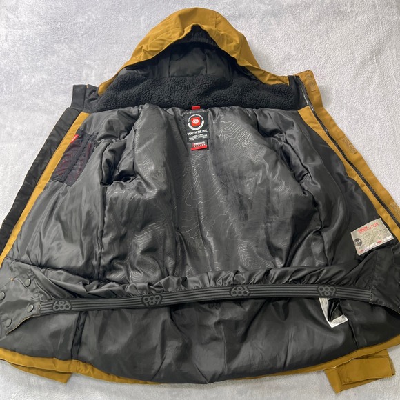 686 Youth 10K Snowboard Jacket Camo Brown Hooded Waterproof Insulated Winter - Picture 5 of 14